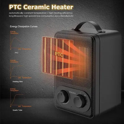 $18.39 • Buy Fochea Portable Electric Ceramic Space Heater Fan Adjustable Thermostat 1500W