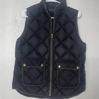 J.Crew Quilted Walker Vest Men's Small Black Outdoor Sleeveless Full Zip 47752 • $24.65