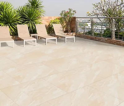 Beige Anti Slip Outdoor Tiles Matt 20MM Porcelain 60X90Cm Floor Tiles Sample Cut • £1.99