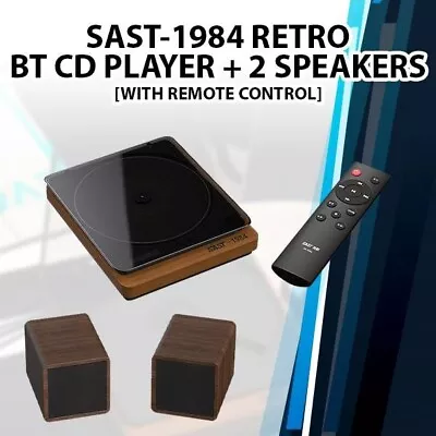 (Speaker X 2) SAST-1984 Portable For U Disk Remote Control BT Retro CD Player AU • $202.22