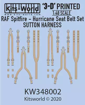 Kits-World 3D148002 1:48 Full Colour 3D Decals - RAF Fighter Seat Belts • £5.39