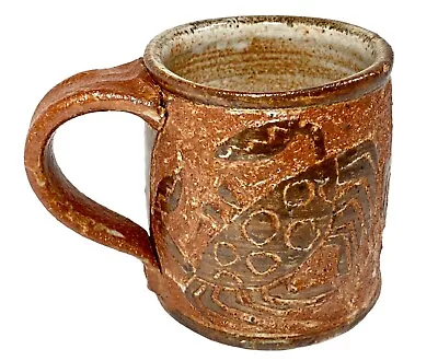 Vintage Retro Signed Studio Pottery Coffee Mug Carved Crab Nautical Zodiac • $69.99