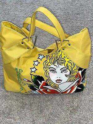 Vintage Ed Hardy Womens Vinyl Tote Bag Women & Roses Graphic Yellow • $75