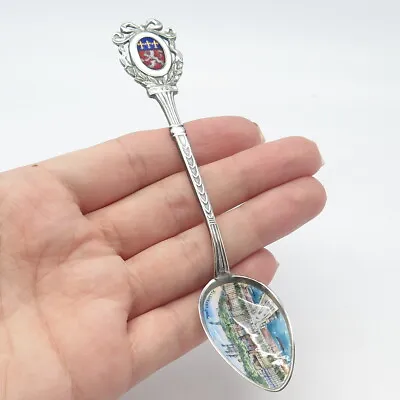 800 Silver Antique Sampson Mordan & Co Colorful Enamel  Pont Lafayette  Spoon • $139.95