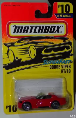 1997 Matchbox Super Fast 1:64 Dodge Viper RT/10 #10 Die Cast Red NISP • $3.99