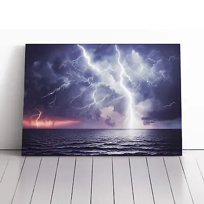 Hopeful Lightning Storm Canvas Wall Art Print Framed Picture Decor Living Room • £29.95