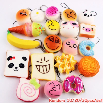$14.99 • Buy 10/20/30pcs Cute Squishy Mixed Jumbo Medium Mini Random Soft Phone Straps Gift
