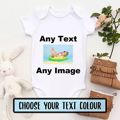 Personalised Baby Grow Custom Baby Grow Vest Custom Any Image Text  Baby Grow  • £6.99