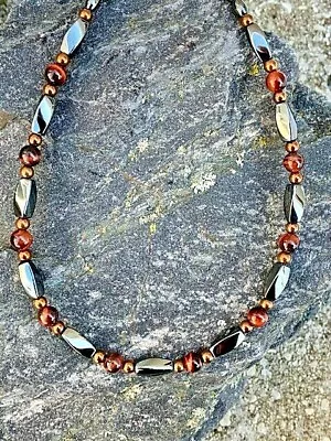 $34.99 • Buy Therapy Red Tigers Eye Blk Copper Magnetic Hematite Necklace Bracelet Anklet