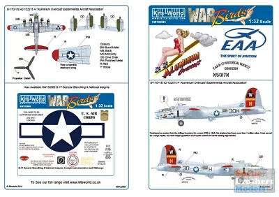 KSW132081 1:32 Kits-World Decals - B-17G Flying Fortress 'Aluminum Overcast' EAA • $22.04