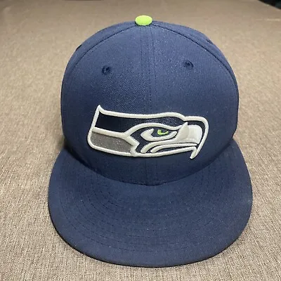 Seattle Seahawks New Era 59Fifty Fitted Hat Size 7 1/2 Navy Blue Color • $14.77
