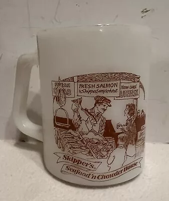 Skipper's Seafood 'N Chowder Federal Glass Company Milk Glass Mug • $14.95