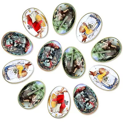 16 Pcs Easter Egg Tin Box Bunny Chick Printing Eggs Shaped Candy Box Holder V... • $30.38