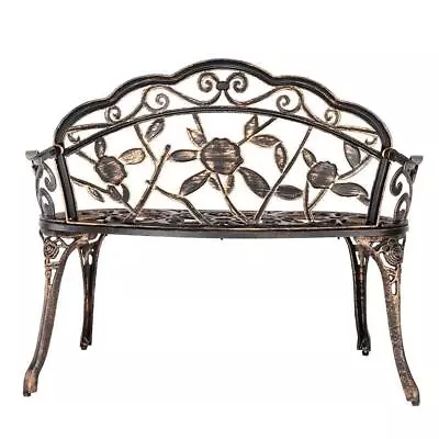 38.5  Bronze Style Patio Furniture Porch Garden Cast Aluminum Outdoor Chair Seat • $85.99