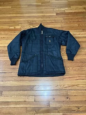 Vintage Bob Allen Quilted Suede Shooting Jacket Coat Mens Large Black Zip Up VTG • $49.95