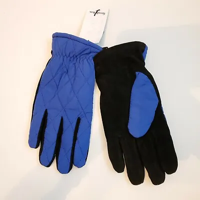 Goodfellow & Co Men's Quilted Fleece Nylon Lined Leather Gloves Size L/XL Blue • $9.99