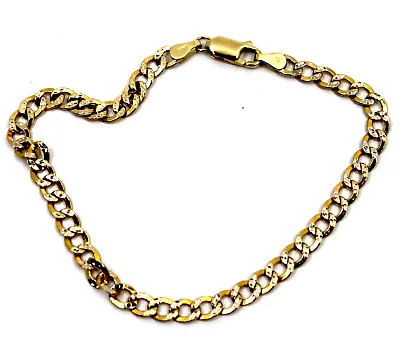 IEJ Yellow & White Gold 4.5 Mm Curb Cuban Link Chain Bracelet 8 In • $294.99