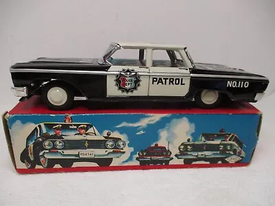 CHEVY POLICE PATROL CAR  Tin-Mint In Box-Friction- Works-Made N Japan 9  LONG • $125