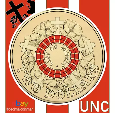 🔴 1 X UNC 2015  Anzac Cove  - Lest We Forget $2 Two Dollar Coin - War Graves • $29.99