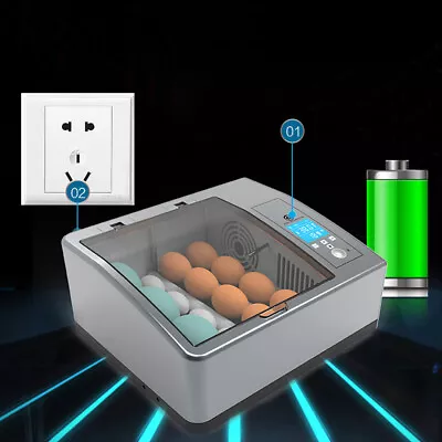 16 Eggs Incubator Poultry Mini Digital Hatcher Auto Turner Duck Bird Hatching • $46.55