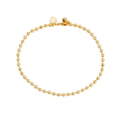 9ct 9k Yellow Gold Plated Ladies BEADED ANKLE CHAIN Bell ANKLET 11” Inches 680Uk • £8.99
