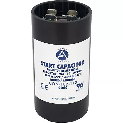 Appli Parts Motor Start Capacitor 189-227 Mfd (microfarads) UF 110-125 VAC Unive • $14.60