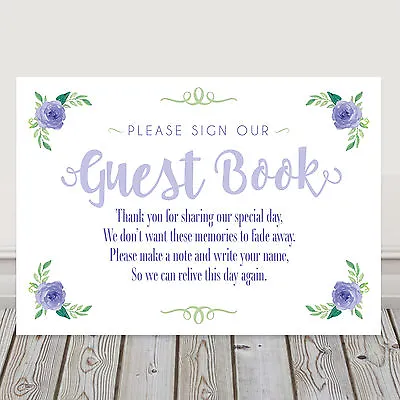 £4.40 • Buy Lilac And Green Guest Book Wedding Wish Tree Table Sign BUY 2 GET 1 FREE (L1)