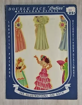 Vintage Meyercord Decals Double Face  Cuties  Pretty Lady Set Of 6 Decals NEW! • $20.02