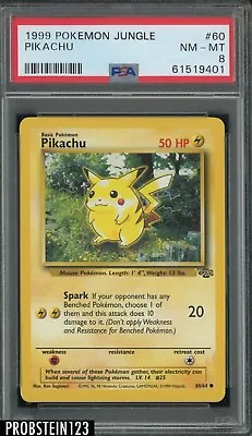 $0.99 • Buy 1999 Pokemon Jungle #60 Pikachu PSA 8 NM-MT