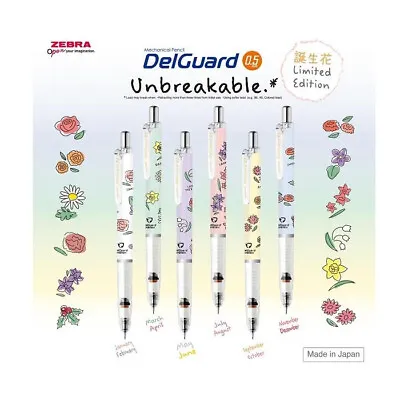 Zebra DelGuard Mechanical Pencil 0.5 Birth Month Flowers Rose Daisy Floral Cute • $12.09