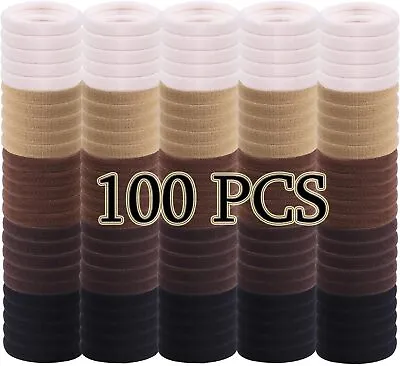 Nenjindz Cotton Hair Bobbles For Women100 Pack Hair Ties No Damage Brown Sea... • £6.62