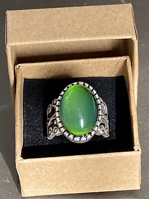 Antique Style Silver Plated Oval Stone Mood Ring Size 6.5 Gift Box + Color Chart • $10.99