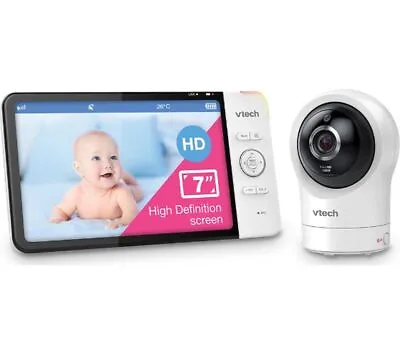 VTech 7 Smart Wi-Fi Baby Monitor RM7764HD Wide Angle & Night Vision - White • £97.99