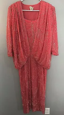 Vtg Judith Ann 80s  Does  20s GATSBY  Silk FLAPPER  Party DRESS S • $60.50