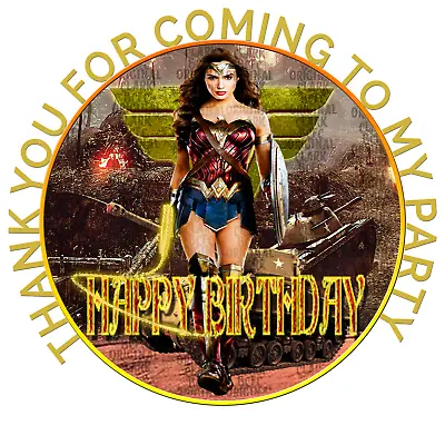 70 Wonder Woman Thank You Party Stickers 37mm Cone Gift Labels Favours Birthday  • £1.99