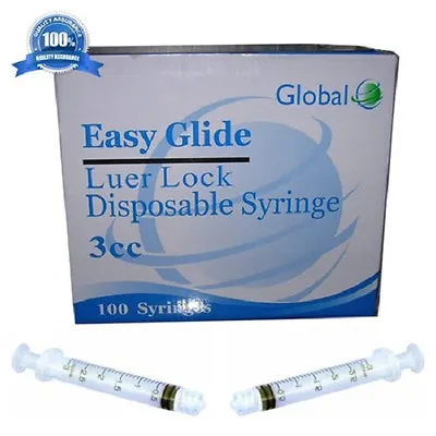 200 Easy Glide 3cc LUER LOCK SYRINGES 3mL STERILE 2 Bx/100 NEW SYRINGE NO NEEDLE • $27.99