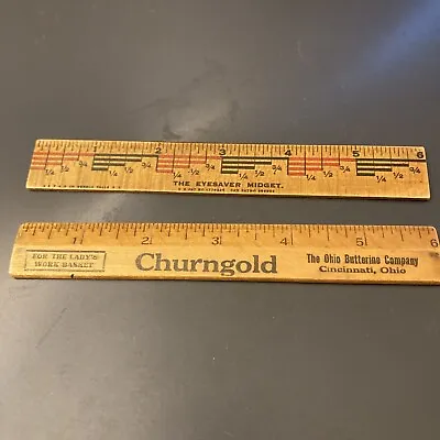 Vtg Lot Of 2 -6” Rulers- Churngold And The Eye Saver Midget • $10