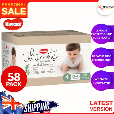 $47.42 • Buy New Huggies Ultimate Size 4 Toddler 10-15kg Nappies Jumbo 58pk