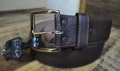 VTG Paris Brown Leather Cowhide Men's 1.75  Belt Made In USA Size 32 NEW! • $16.99