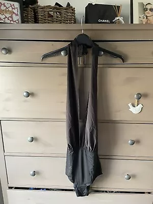 £9.99 • Buy H&M Black Low Front Halter Neck Body Uk 10 BNWT