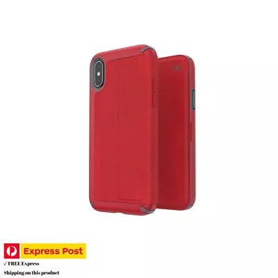 $51.95 • Buy SPECK PRESIDIO CARD FOLIO Phone Case IPHONE X/XS - RED/GREY - Express Post