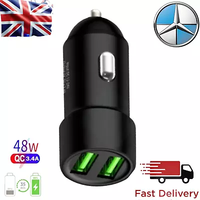 Fast Car Charger 2 USB Port For Iphone Samsung Cigarette Lighter Socket Adapter • £3.29