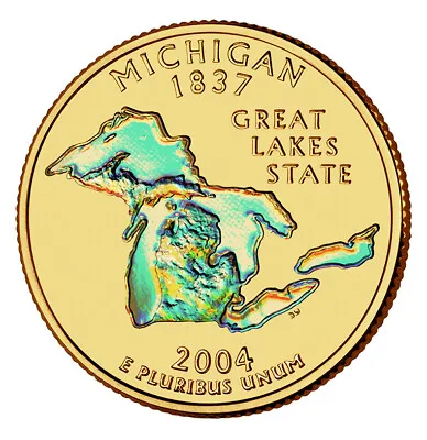 2004 Michigan Quarter 24 Karat Gold Layered With Hologram Detail • $6.95