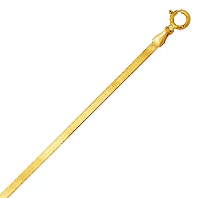 £177.96 • Buy Herringbone Chain Necklace Solid 14K Yellow Real Gold Flat Snake Chain Women