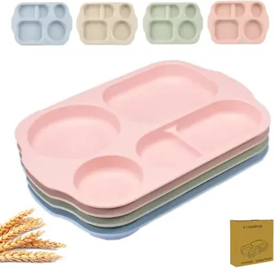 Large 12 Inch Divided Plates For Kids Adults Wheat Straw Portion Control Plate • $19.64