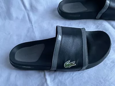 Men’s Lacoste Slides Size 8 Black+silver • £15.99