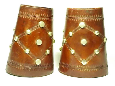 Vintage Pair Of FANCY COWBOY WRIST CUFFS With NICKEL PLATED STUDS • $250