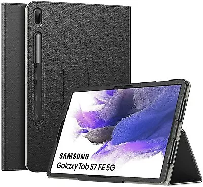 For Samsung Galaxy Tab S7 FE Case Leather Folio Stand Cover  T730 / T736B • £7.95