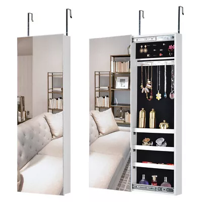 Door Mirror Full Length Jewelry Armoires Storage Cabinet Space Saving Slide Rail • $125.99