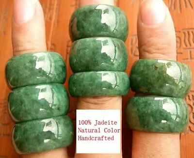 Mens Chinese Green Jadeite Jade Ring Band Real Genuine Grade A Size 8 9 10 11 12 • £37.63